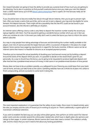 Bitcoin casino sites free money no deposit